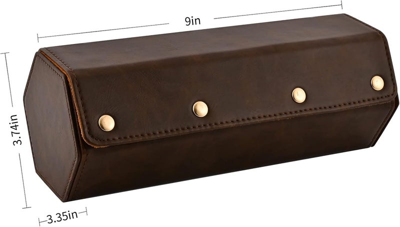ROSELLE Luxury Leather Watch Roll Travel Case for Men and Women,Travel Watch Case Holds 3 Watches Storage & Display,Designed for steel watch bands &leather metal rubber and bracelets (3 Slot-Hexagon, Brown) - Image 2